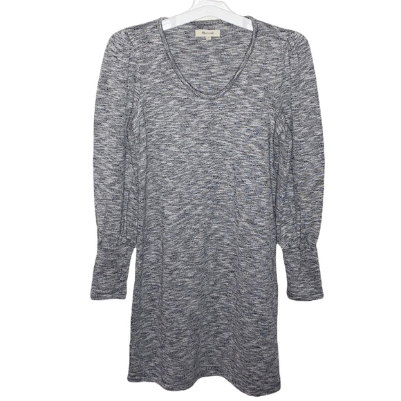 Madewell Dresses & Skirts - Madewell Heathered Gray Puff Sleeve Sweater Dress  size S